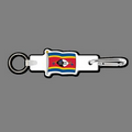 4mm Clip & Key Ring W/ Full Color Flag of Swaziland Key Tag